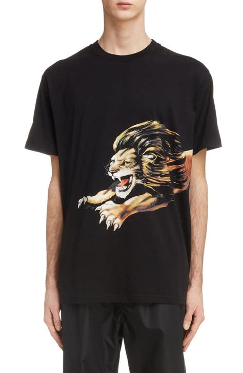 givenchy black white red lion t shirt|givenchy t shirts black and white.